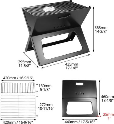 Складаний гриль QWORK, термостійкий гриль для ноутбука, для кемпінгу, подорожей