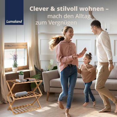 Бамбукова полиця Lumaland, 3 яруси, складна Бамбуковий органайзер ідеально підходить як полиця для взуття, у ванній кімнаті та на кухні Полиця для декоративних предметів компактна та не потребує складання 50 x 25 x 46 см, 3 яруси (50 x 25 x 46 см)