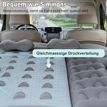 Надувний матрац для позашляховика, надувний матрац для заднього сидіння вантажівки - складний надувний матрац з електричним насосом, портативний надувний матрац для дому, намету, кемпінгу, подорожей (світло-сірий)