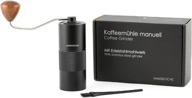 Ручна кавомолка Hansekche - Високоякісна ручна кавомолка з нержавіючої сталі з регульованим помелом - Професійний аксесуар для кав