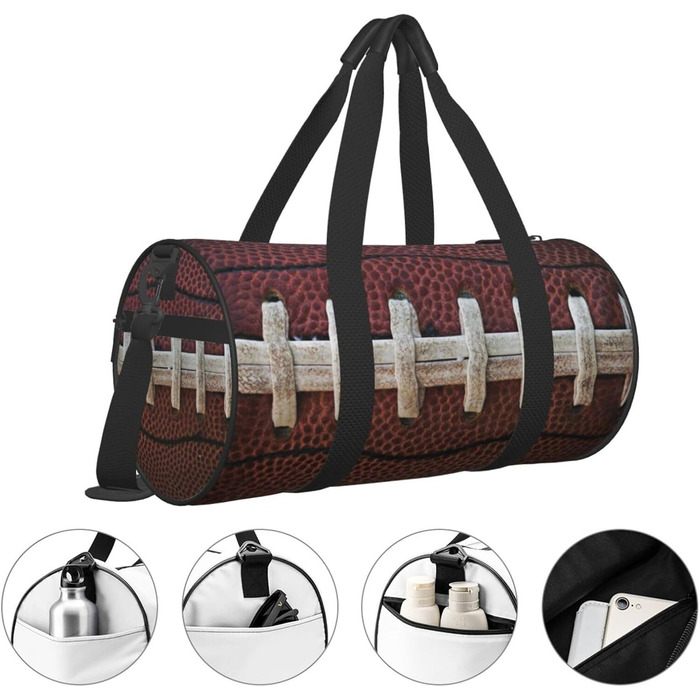 Спортивна сумка для подорожей, американський футбол, затяжки, сумка на ніч, чорна, універсальний розмір