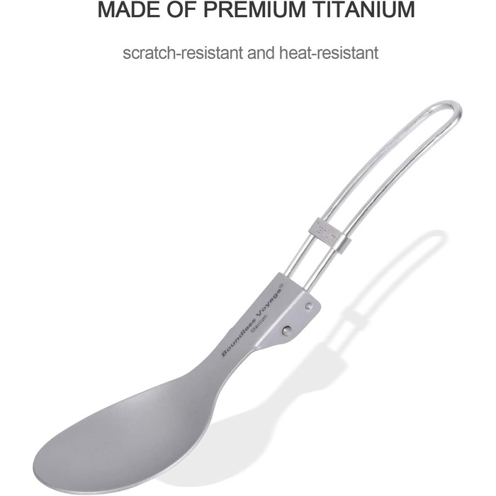 Безмежна подорож Титанова складна ложка Набір виделок Spork Посуд для кемпінгу на відкритому повітрі Титанові столові прибори Ланч