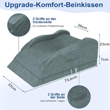 Регульована подушка для ніг KingPavonini для післяопераційного використання, ергономічний вигин для прямих колін, подушка для ніг з піни з ефектом пам&39яті, знімає набряк та біль (для двох ніг)