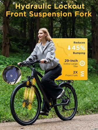 Електричні велосипеди 27,5/29 дюймів, Знімний акумулятор 36 В 12,8 Аг, Двигун 250 Вт до 25 км/год, Запас ходу 50-80 км, Міський електровелосипед Pedelec MTB для дорослих, Сірий BK7S PLUS - 29 дюймів - 7 швидкостей