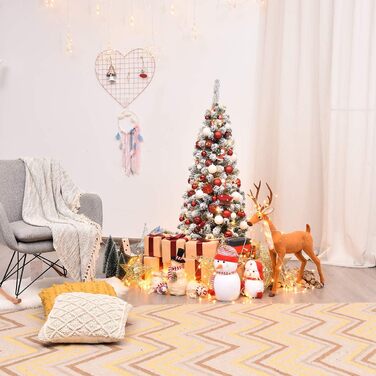 Ялинка-олівець зі снігом 135 см біла COSTWAY