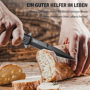 Складний ніж NedFoss MERMAID, кишеньковий ніж зі сталі D2 9,8 см з рукояткою G10, одноручний ніж з лайнерним замком і шарикопідшип
