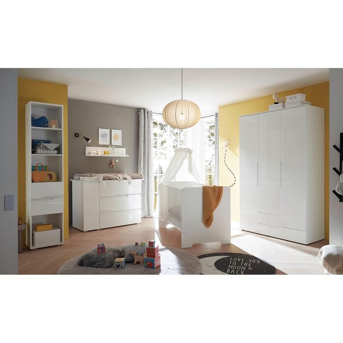 Дитяче ліжечко Stella Trading Spice Safe 70x140 см, білий глянцевий - функціональне дитяче ліжечко для дитячої кімнати - 78 x 87 x 143 см (Ш/В/Г) 143Д x 78Ш x 87В см