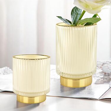 Органайзер для пензлів для макіяжу DASITON, золотий косметичний органайзер, скляний органайзер для пензлів, тримач для косметичних пензлів, тримач для пензлів для макіяжу, зберігання пензлів для спальні, ванної кімнати (кремовий розмір SL) SL кремовий