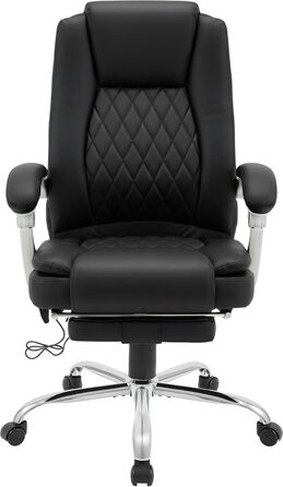 Ергономічне офісне крісло CLP з функцією масажу Rubia, письмове крісло з функцією підігріву та підставкою для ніг, поворотне крісло з регулюванням висоти до 150 кг, колір чорний