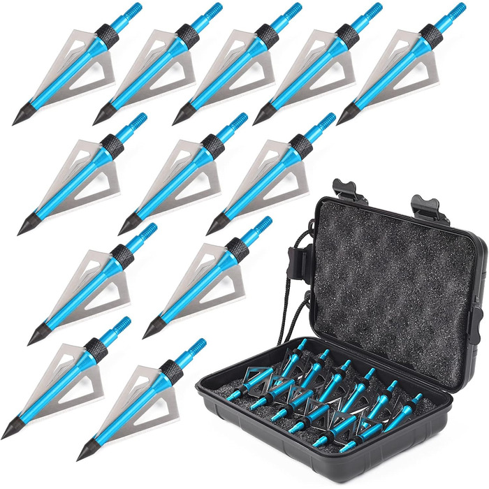 Наконечники стріл 100 гран (вкручувані) — для зовнішнього використання, сині, 12 шт. + пластиковий кейс