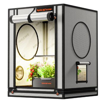 Тент для вирощування Spider Farmer Kleines 60x60x80 см для AeroGarden з дверцятами на блискавці, оглядовим вікном, знімним піддоном, світловідбиваючою плівкою Mylar 2000D, для гідропонної системи SmartG12. Білий, 60x60x80 см