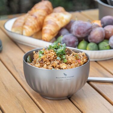 Мл титанова чаша з подвійними стінками, вівсянка, рисовий суп, надлегка портативна чаша для кемпінгу на свіжому повітрі, металева чаша Ti1164T 350 мл Ti1164t, 350