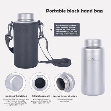 Безмежна подорож Одношарова титанова пляшка для води Пляшка для води Sport 1000 мл Титанова герметична спортивна пляшка Титанова ї