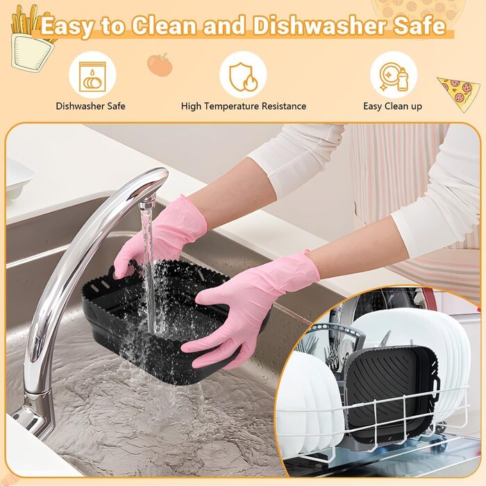 Аксесуари для фритюрниці Viriech із силіконовою формою, аксесуари для багаторазової фритюрниці з 8 частин Силіконова форма для фритюрниці з шампурами Масляна щітка Затискач проти опіків для фритюрниці