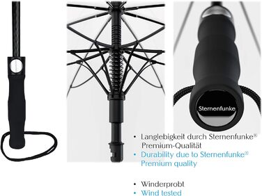 Парасолька Sternenfunke велика XXL Ø130 см прозора, зручна застібка, з чохлом для перенесення, автоматична, ідеально підходить як прозора парасолька-партнер або весільна парасолька - Край чорний прозорий - Чорний край Ø130 см - дуже великий - XXL