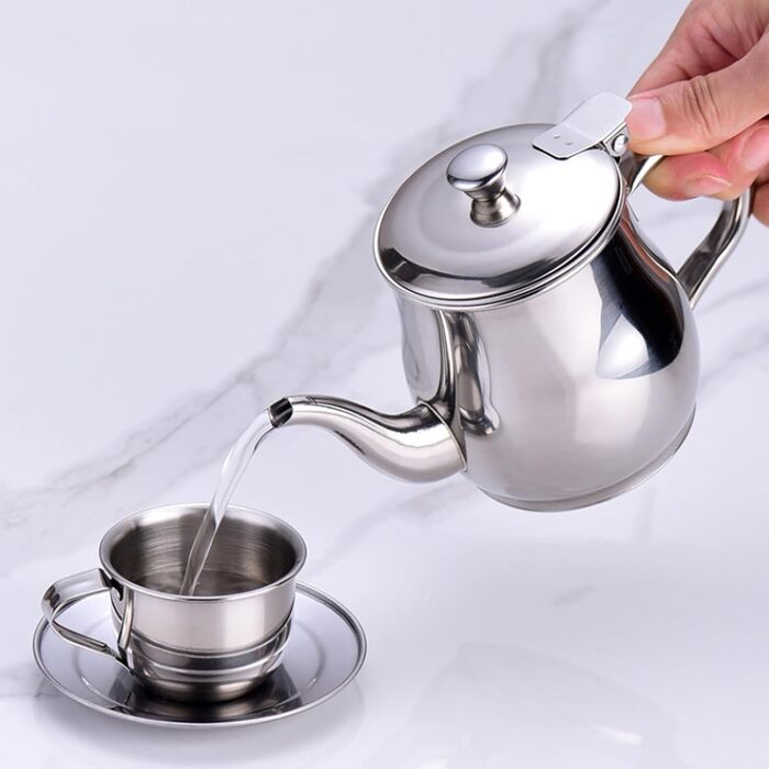 Дитячий набір для чаювання, 10,9 см, нержавіюча сталь, з довгим носиком, з чашками та підносом, розвиваючий ролевий набір для дошкільнят та початківців, для дитячого садка