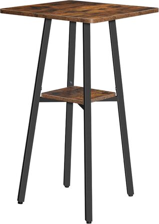 Барний стіл HOOBRO на 2 рівні, високий бістро-стіл, невеликий стоячий стіл з 2 стільницями, кухонний стіл, балконний стіл, для вітальні, конференц-залу, бару, рустикальний коричневий та чорний EBF51BT01