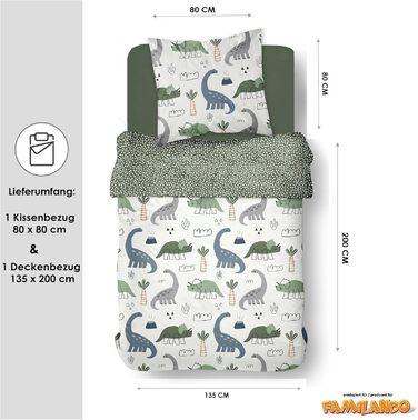 Комплект постільної білизни Familando для хлопчиків та дівчаток 135x200 80x80 см - Мила дитяча постільна білизна з 100 бавовни - П