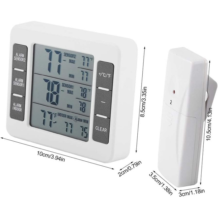Термометр для холодильника MAGT, термометр для морозильної камери зі звуковою сигналізацією, цифровий, бездротовий, з сенсорним дисплеєм, 2 шт. и, мін/макс для дому, відновлення