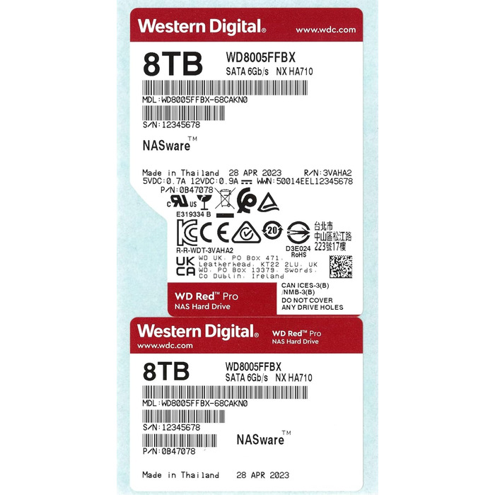 Внутрішній жорсткий диск WD Red Pro 8TB NAS 3.5" клас 7200 об/хв, SATA 6 Гбіт/с, CMR, 256 МБ кешу, версія 2025, 8 ТБ
