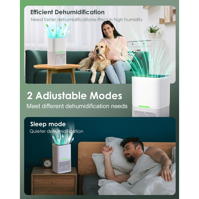 Осушувач повітря електричний, TUKIMA Кімнатний осушувач повітря Тихий осушувач повітря з функцією розморожування та режиму сну, оч