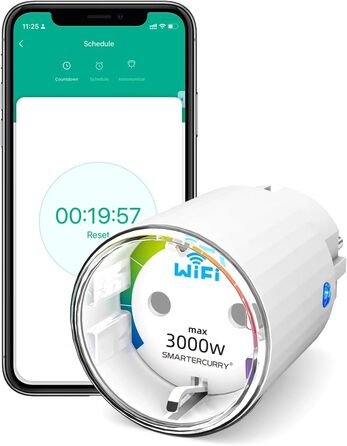 З вимірюванням струму, макс. 16A Smart Home Plug, сумісний з Alexa/Google Home, компактний дизайн, голосове керування, APP Remote Control, таймер, 13A