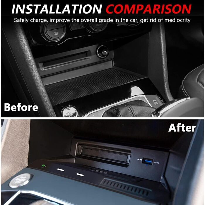 Бездротовий зарядний пристрій Singkin, сумісний з VW Tiguan 2018 2019 2020 2021, 15 Вт швидка зарядка мобільного телефону для пане