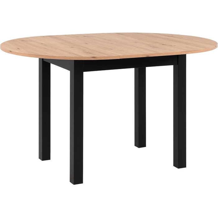 Круглий розкладний обідній стіл Newfurn 100140 см сучасний функціональний стіл з дикого дуба, скандинавський дизайн, стабільний та гнучкий для їдальні. Антрацит / Дикий дуб. Круглий 100-140 см.