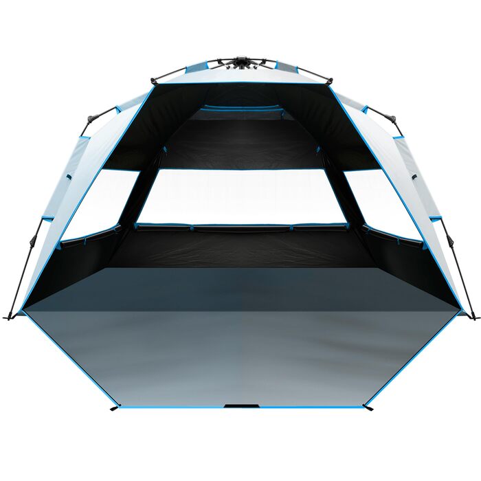 Пляжний намет OutdoorMaster з технологією Dark Shelter, портативний пляжний сонцезахисний тент, тент для 4-6 осіб із захистом від ультрафіолету UPF 50, легко встановлюється, розкладний намет, сімейний розмір, Ocracoke Coast