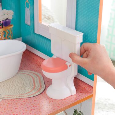 Дерев&39яний ляльковий будиночок KidKraft Camila з меблями та аксесуарами, ігровий набір з котом, ліфтом та басейном для ляльок 30 см, іграшка для дітей віком від 3 років, 65986 - ексклюзивно на Storeo