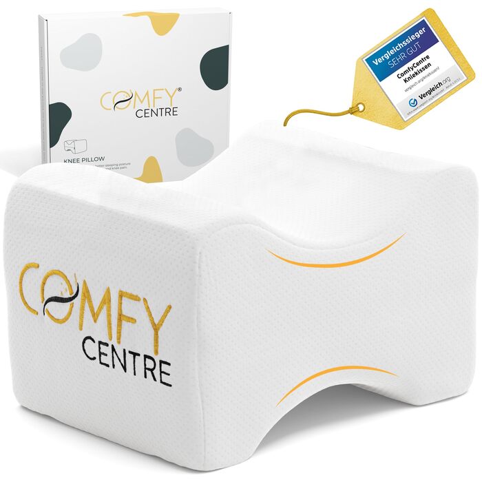 Подушка для колін COMFYCENTRE для сну на боці - Ортопедична та ергономічна подушка для ніг з піни з ефектом пам&39яті - Подушка для колін - Зручна подушка для сну Visco для ніг та колін (без ремінця) Біла без ремінця