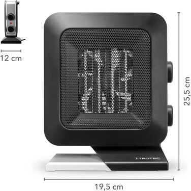 Керамічний вентилятор-обігрівач TROTEC TFC 13 E Теплова потужність 700 Вт / 1400 Вт Електричний обігрівач з термостатом, розмір приміщення від 20 м до 50 м, чорний 1400 Вт Чорний
