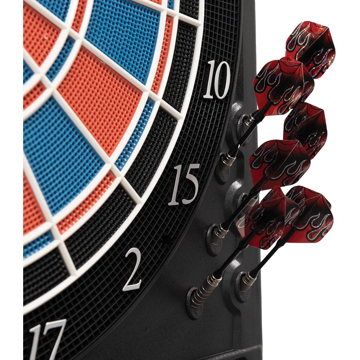 Електронна мішень для дартсу преміум-класу Silver з високим рівнем гри, 41 гра, професійний дизайн для турнірів на 2 лунки, світлодіодні дисплеї, включаючи 12 м&39яких дротиків