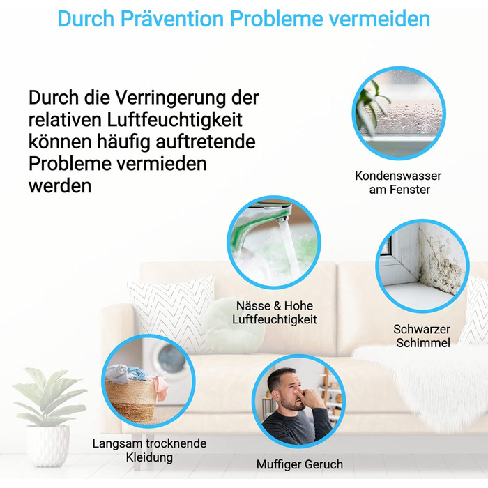 Електричний осушувач KLAMER 20 л, циркуляція повітря 195 м на годину, потужний осушувач повітря в приміщенні 420 Вт, осушувач з єм