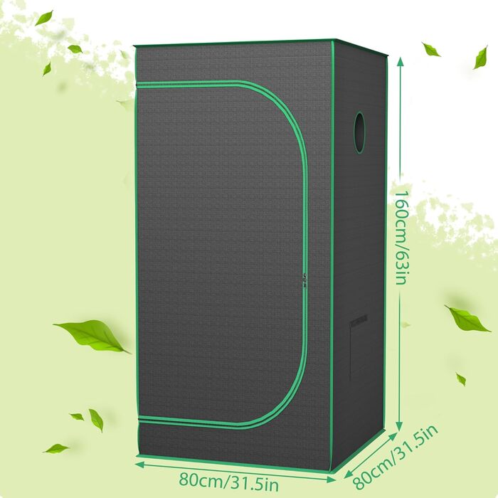 Гроубокс для вирощування в приміщенні, світлонепроникний та водонепроникний, з прозорим вікном огляду. Намет для рослин з тканини Oxford 600D. Намет для вирощування томатів, овочів та інших культур в приміщенні - 80x80x160 см.