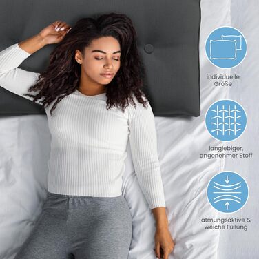 Подушка для спинки ELONEO шириною 100 см, клиноподібна подушка, підходить для ліжка та дивана, трикутна подушка для читання, подушка зі знімним чохлом, який можна прати, з практичною бічною кишенею, антрацит, 100 см