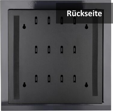 Сучасна скринька для ключів BALOU зі скляною магнітною дошкою - Магнітна дошка для пам&39яток з 6 магнітами та ручкою - Велика шафа для ключів з 20 гачками - Ідеально підходить для коридору, вхідної зони, офісу - 33x33x6,8 см Антрацит