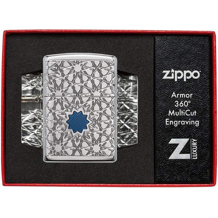 Кишенькова запальничка Zippo з візерунком арабської зірки, високополірований хром, 49076, Високополірована хромована зірка, Один розмір