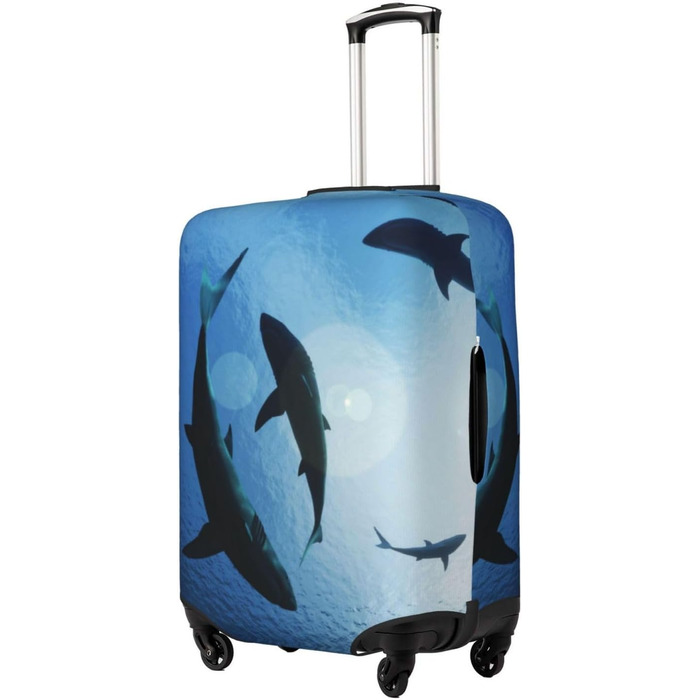 Чохол для валізи Акула TOMPPY еластичний, захисний, миється, підходить для валіз 18-32 дюйми, чорний, XL