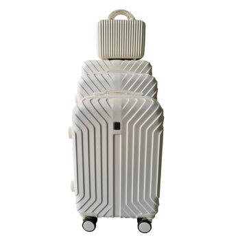 Набір валіз Mabell 4 шт., жорсткий корпус, на колесах, телескопічна ручка, кодовий замок, білий колір, колекція NTK