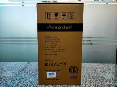 Автоматична універсальна соковижималка AMZCHEF, соковижималка для овочів та фруктів 135 мм та 1,8 л, переможець тесту повільної соковижималки потужністю 250 Вт з потрійним фільтром - чорний