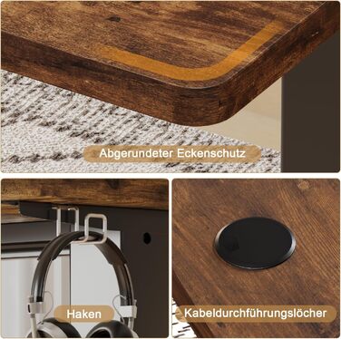 Стіл Homall з регульованою висотою та USB-портом 100x60 см, комп&39ютерний стіл стоячи, ергономічний стіл для домашнього офісу (100x60 см, вінтажний коричневий) 100x60 см коричневий