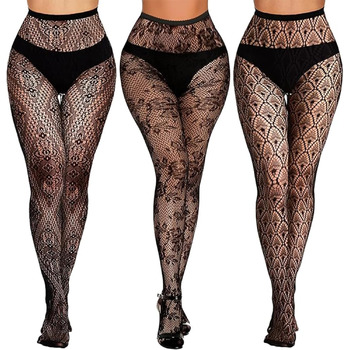 Жіночі мереживні колготки SNDE, чорні, еластичні, універсальний розмір,  3 пари