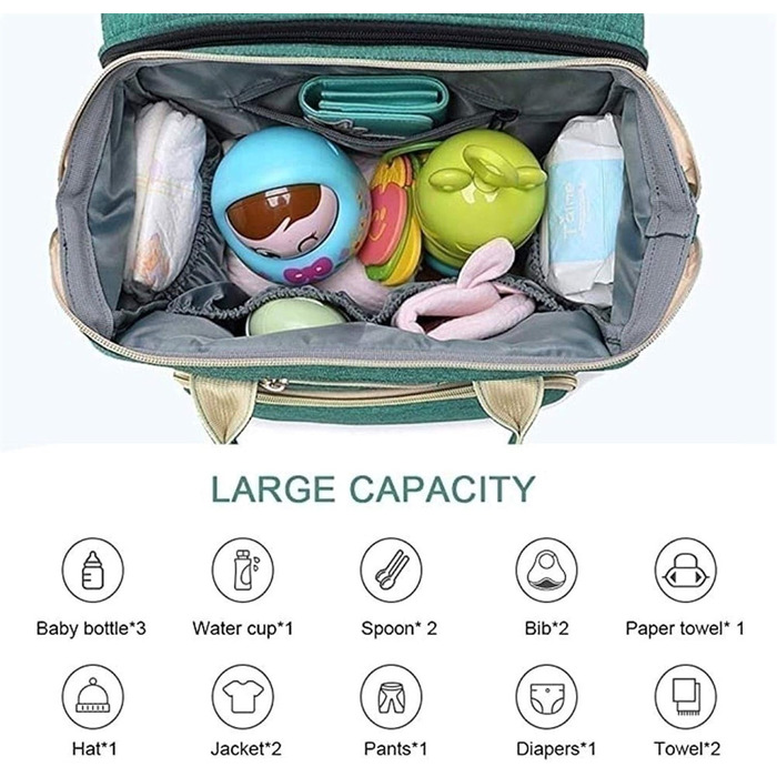 Портативний пеленальний мішок, багатофункціональний водонепроникний рюкзак для підгузників, дитяче ліжечко для подорожей дитяче лі