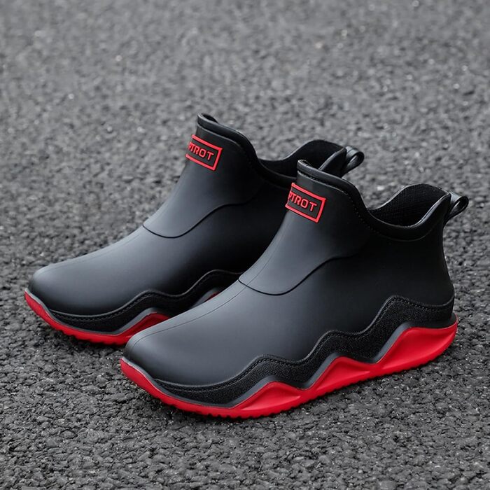 Гумові чоботи BILIKEYU для жінок та чоловіків, плоскі, нековзні, водонепроникні гумові чоботи для роботи, риболовлі, миття автомобіля, кухні, гумові чоботи, короткі чоботи, розмір 35, червоні