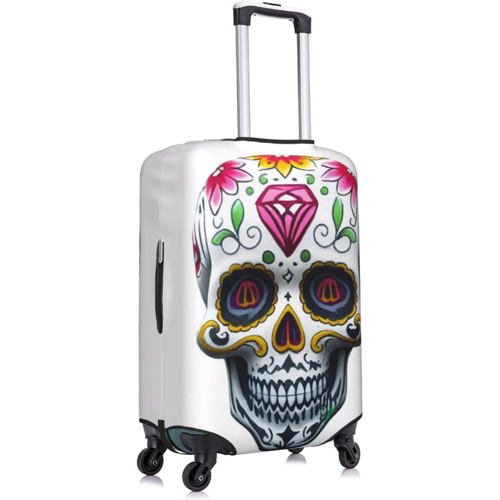 Чохол для валізи з 3D-друком, квітковий мотив черепа, захист під час подорожей, еластичний, миється, підходить для валіз розміром 45,7 - 81,3 см, розмір 3D S