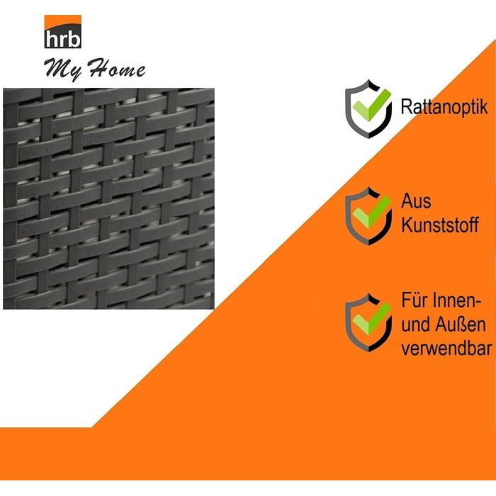 Кошик для білизни з кришкою з ротанга, пластиковий для зберігання білизни, сортувальник для білизни (65 л - квадратний, антрацит)