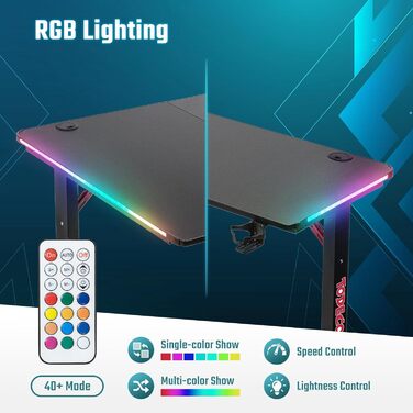 Г-подібний ігровий комп&39ютерний стіл Todeco зі світлодіодним підсвічуванням, кутовий стіл 160 x 100 см, ігровий стіл для ПК з вуглецевим волокном, з гачком для навушників та підставкою для чашок 160 x 100 см