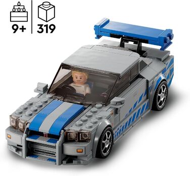 2 Fast 2 Furious Nissan Skyline GT-R (R34) Racing Car Toy to Build, 2023 Model Car Kit with Brian O&39Conner Figure 76917, 2 Fast