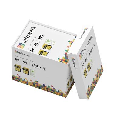 Папір для принтера, папір для копіювання, 500-150 000 аркушів, A4, 80 г, преміум-білий, переможець тесту, PEFC (2500 аркушів)